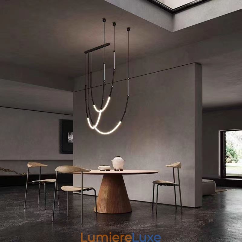 Suspension Creative Line Plafonnier en bambou Noir Or