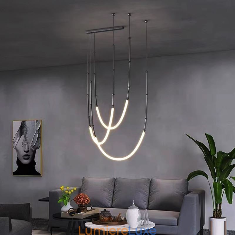 Suspension Creative Line Plafonnier en bambou Noir Or