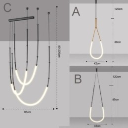 Suspension Creative Line Plafonnier en bambou Noir Or