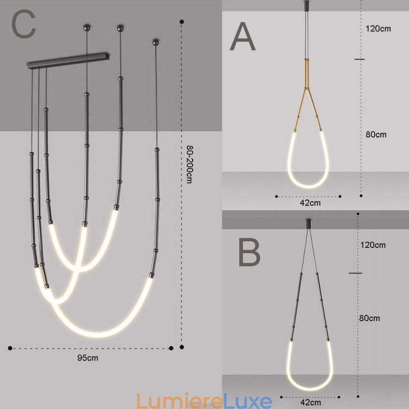 Suspension Creative Line Plafonnier en bambou Noir Or