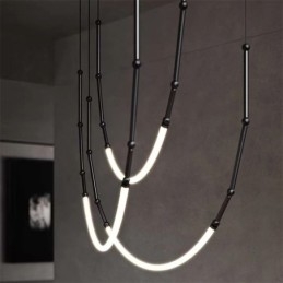 Suspension Creative Line Plafonnier en bambou Noir Or