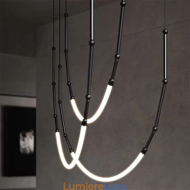 Suspension Creative Line Plafonnier en bambou Noir Or