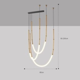 Suspension Creative Line Plafonnier en bambou Noir Or
