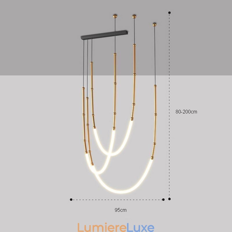 Suspension Creative Line Plafonnier en bambou Noir Or