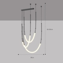 Suspension Creative Line Plafonnier en bambou Noir Or