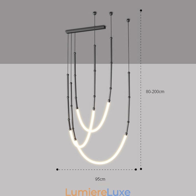 Suspension Creative Line Plafonnier en bambou Noir Or