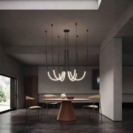 Plafonnier Creative Line Suspension en bambou Noir Or