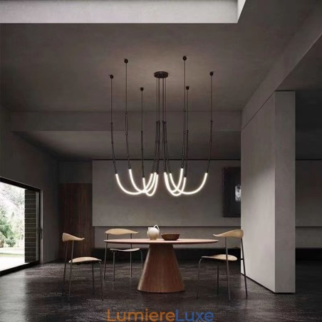 Plafonnier Creative Line Suspension en bambou Noir Or Plafonnier Creative Line Suspension en bambou Noir Or