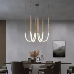 Plafonnier Creative Line Suspension en bambou Noir Or