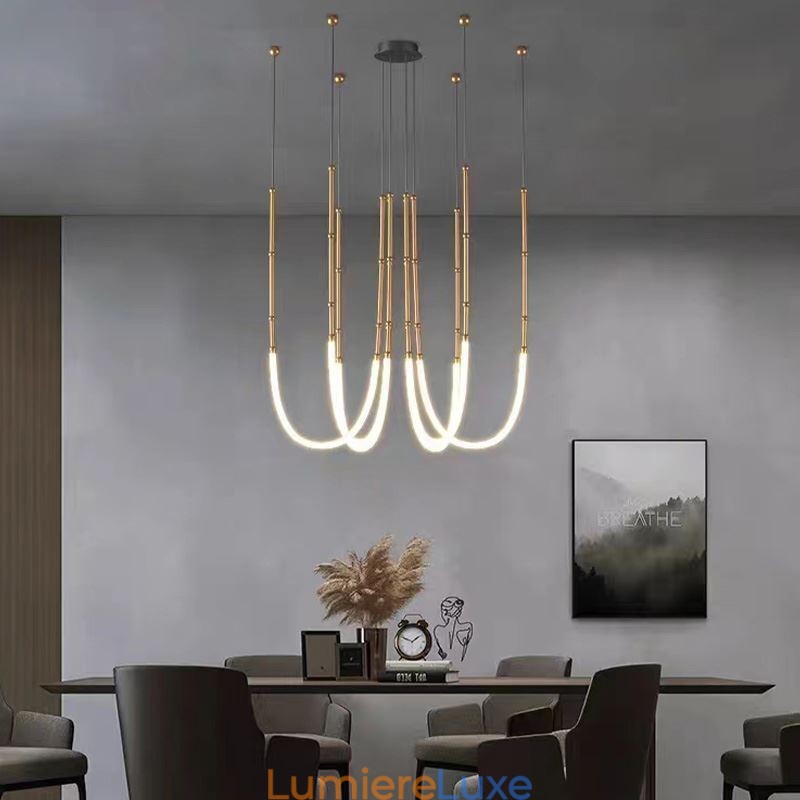 Plafonnier Creative Line Suspension en bambou Noir Or