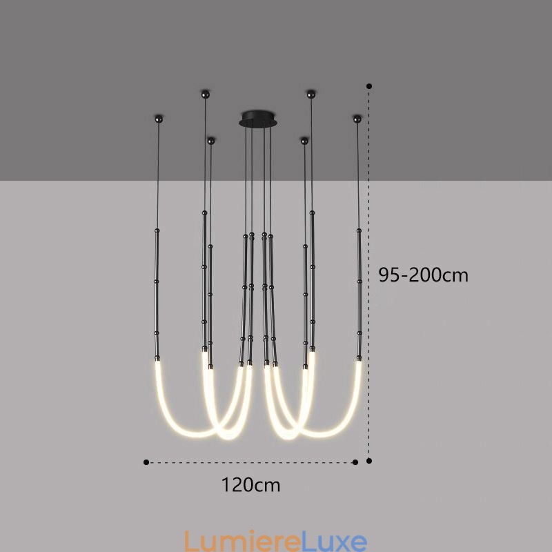 Plafonnier Creative Line Suspension en bambou Noir Or