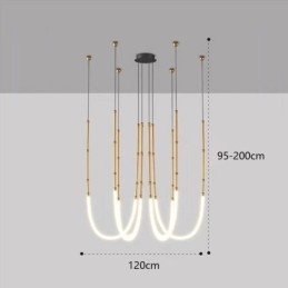 Plafonnier Creative Line Suspension en bambou Noir Or