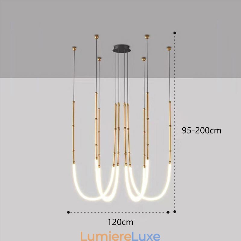 Plafonnier Creative Line Suspension en bambou Noir Or