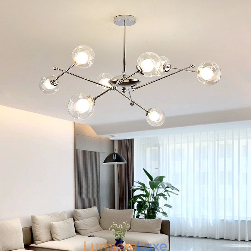 Suspension en verre de style européen, plafonnier simple en forme de haricots magiques