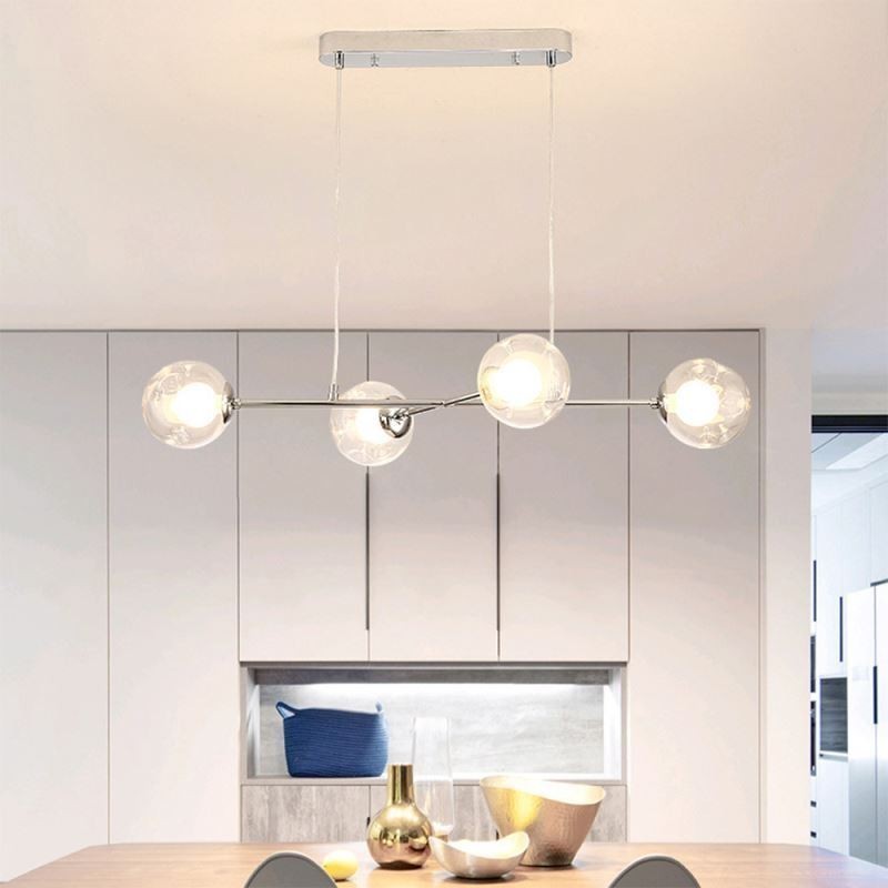 Suspension en verre style haricot magique européen, 4 lumières