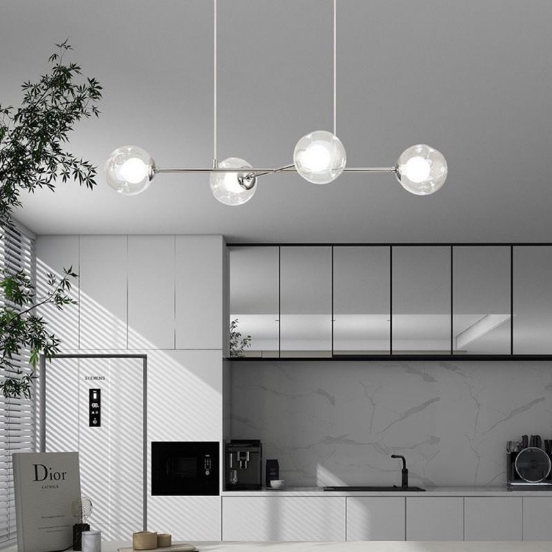 Suspension en verre style haricot magique européen, 4 lumières