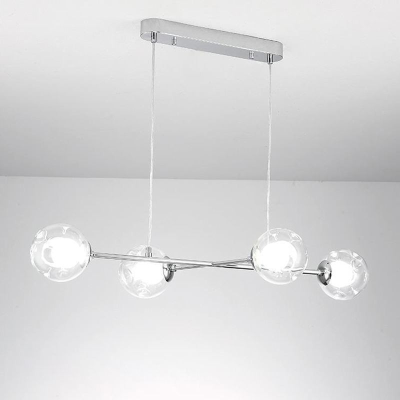 Suspension en verre style haricot magique européen, 4 lumières