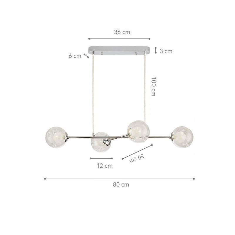 Suspension en verre style haricot magique européen, 4 lumières