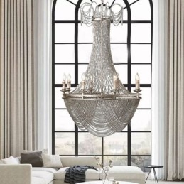 Suspension à chaîne en aluminium, luminaire créatif, luxueux, décoratif, doré et argenté