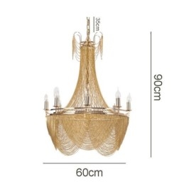 Suspension à chaîne en aluminium, luminaire créatif, luxueux, décoratif, doré et argenté