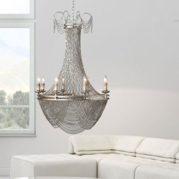 Suspension à chaîne en aluminium, luminaire créatif, luxueux, décoratif, doré et argenté