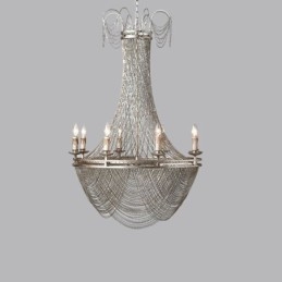 Suspension à chaîne en aluminium, luminaire créatif, luxueux, décoratif, doré et argenté