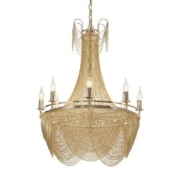 Suspension à chaîne en aluminium, luminaire créatif, luxueux, décoratif, doré et argenté