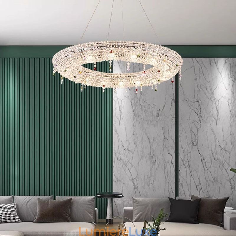 Suspension en cristal, plafonnier moderne et luxueux