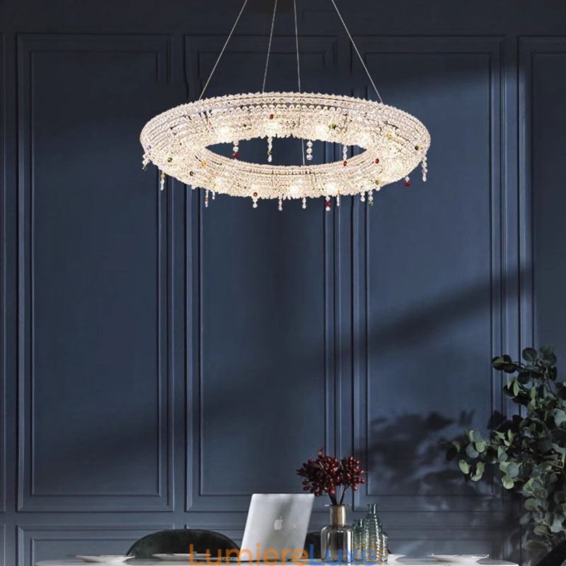 Suspension en cristal, plafonnier moderne et luxueux