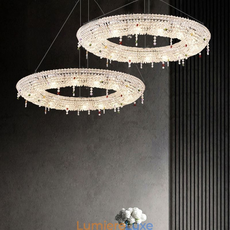 Suspension en cristal, plafonnier moderne et luxueux
