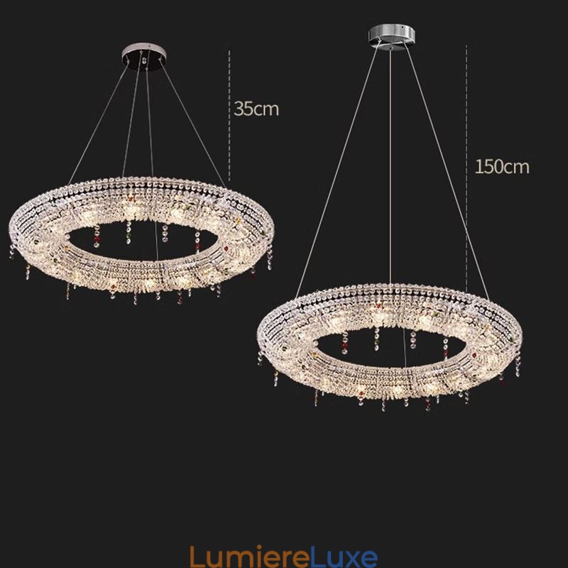 Suspension en cristal, plafonnier moderne et luxueux