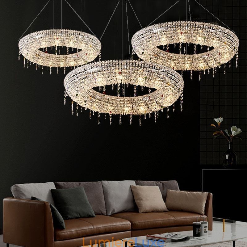 Suspension en cristal, plafonnier moderne et luxueux