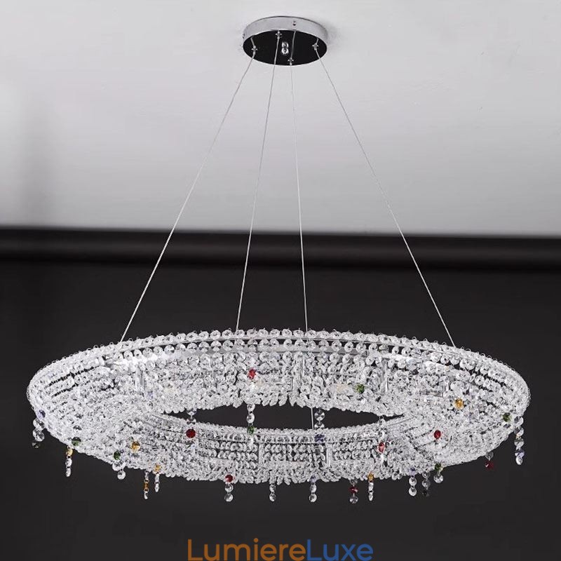 Suspension en cristal, plafonnier moderne et luxueux