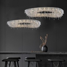 Suspension en cristal, plafonnier ovale de luxe moderne