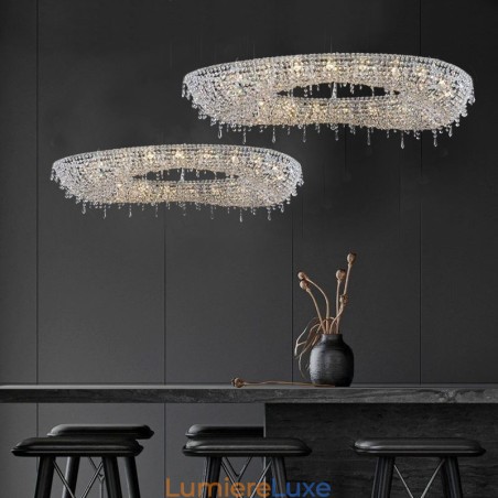 Suspension en cristal, plafonnier ovale de luxe moderne Suspension en cristal, plafonnier ovale de luxe moderne