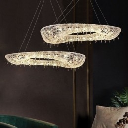 Suspension en cristal, plafonnier ovale de luxe moderne