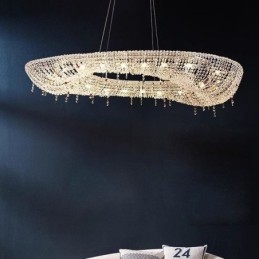 Suspension en cristal, plafonnier ovale de luxe moderne