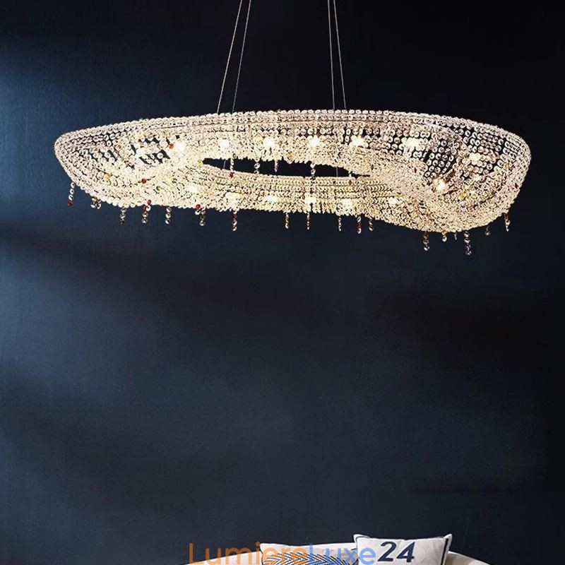 Suspension en cristal, plafonnier ovale de luxe moderne