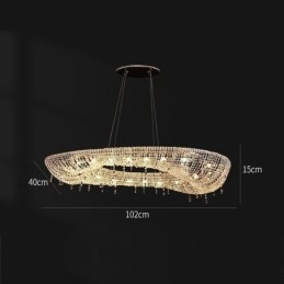 Suspension en cristal, plafonnier ovale de luxe moderne