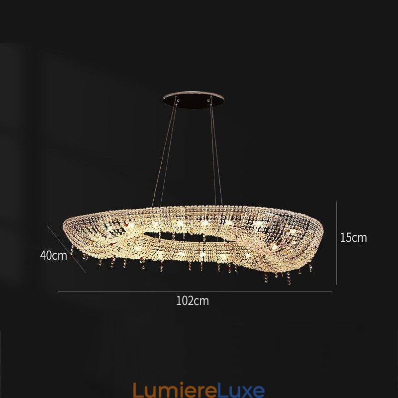 Suspension en cristal, plafonnier ovale de luxe moderne