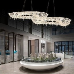 Suspension en cristal, plafonnier ovale de luxe moderne