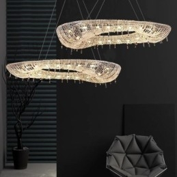 Suspension en cristal, plafonnier ovale de luxe moderne