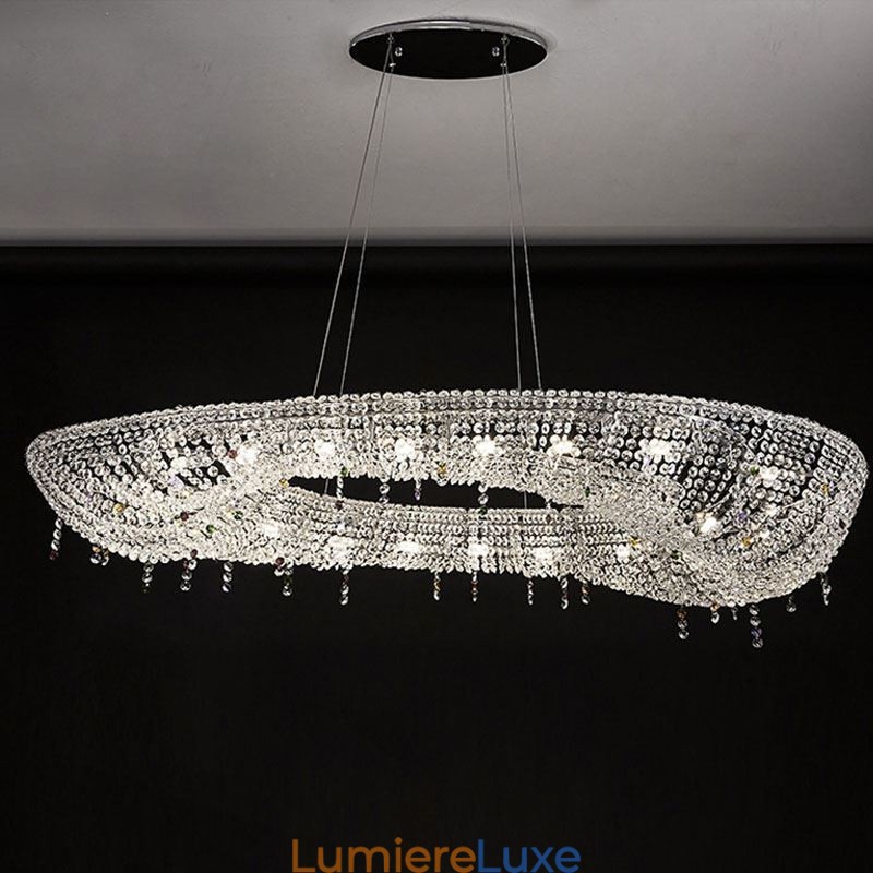 Suspension en cristal, plafonnier ovale de luxe moderne