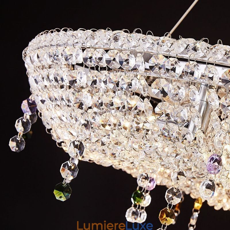 Suspension en cristal, plafonnier ovale de luxe moderne