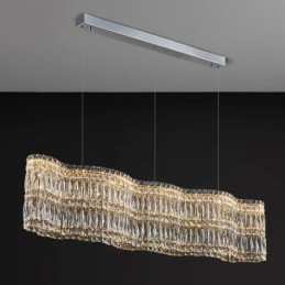 Longue suspension en cristal, plafonnier décoratif de luxe