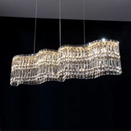 Longue suspension en cristal, plafonnier décoratif de luxe