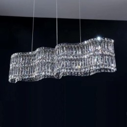 Longue suspension en cristal, plafonnier décoratif de luxe