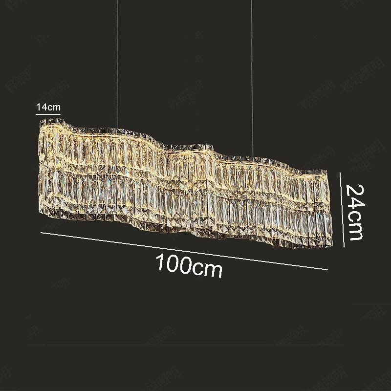 Longue suspension en cristal, plafonnier décoratif de luxe