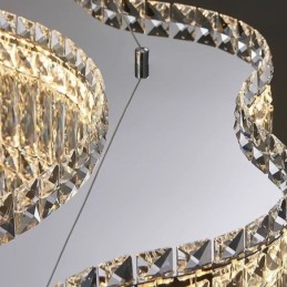 Longue suspension en cristal, plafonnier décoratif de luxe