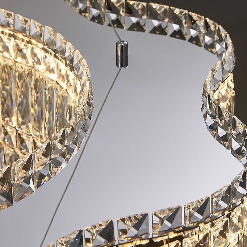 Longue suspension en cristal, plafonnier décoratif de luxe